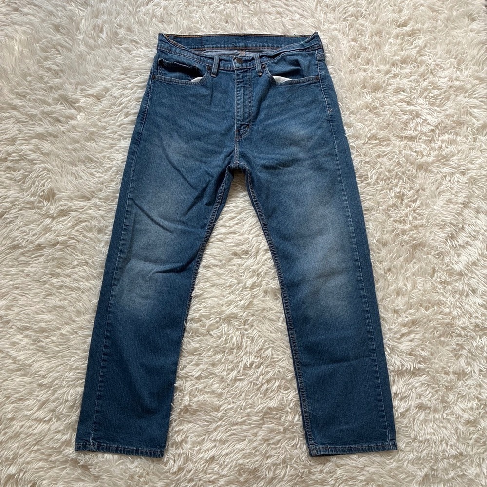 Classic Levis 505 Regular Fit Straight Leg Jeans Medium Blue Denim Mens 34x29
